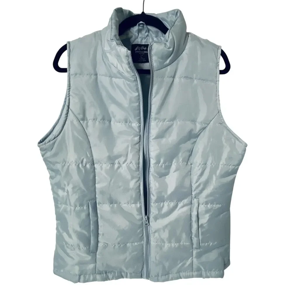 Jackson Hole Women's Baby Light Blue Quilted Puffer Ski Vest Size Large - Picture 1 of 8